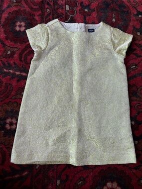 Light Green&Gold Short Sleeve Textured Dress